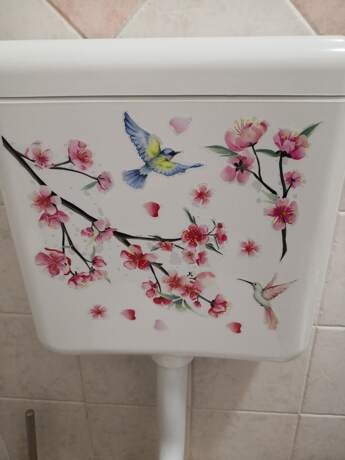 1 pezzo Adesivo in PVC per coperchio del water, motivo floreale modernista, adesivo per coperchio del water, adesivo da parete, adesivo in vinile per decorazioni domestiche, articoli decorativi primaverili per rinfrescare la tua casa