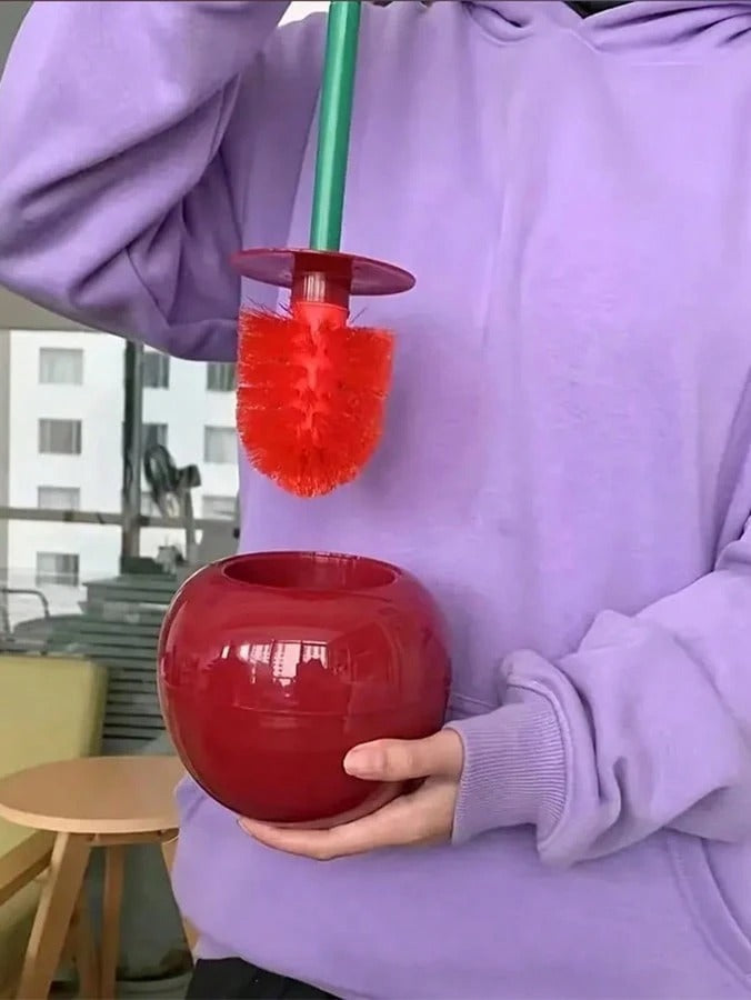 1 pezzo Spazzola per WC a forma di ciliegia, spazzola per WC con manico lungo e setole morbide, set di spazzole per la pulizia del WC in plastica, adatto per bagno/hotel