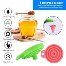 1 pezzo Mini imbuto pieghevole blu per uso domestico, imbuto in plastica per pentola dell\"olio, imbuto in silicone per attrezzature da cucina da campeggio