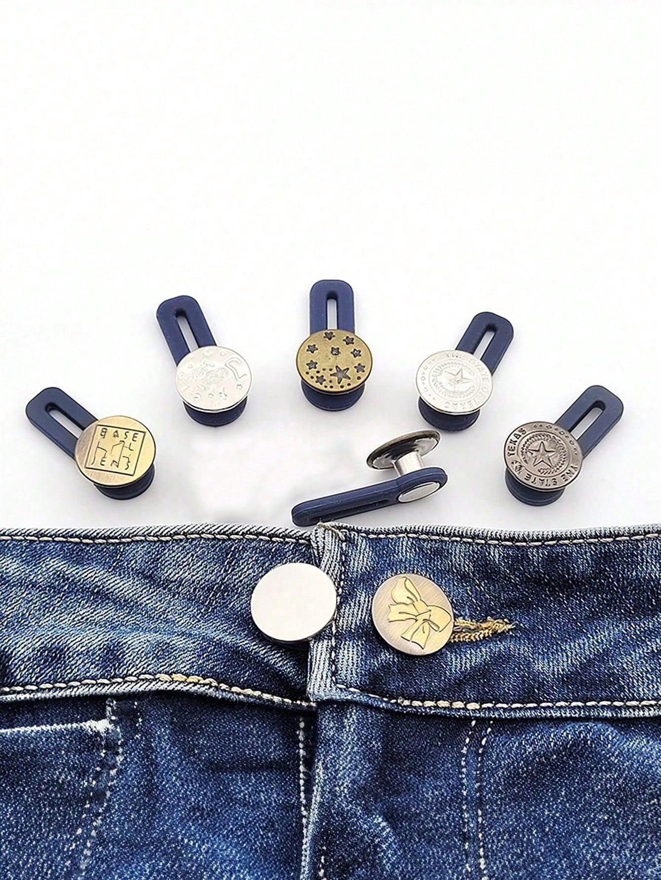 3 pezzi Bottoni elastici casuali per l'espansione della vita, bottoni regolabili universali senza cuciture per l'estensione della vita dei jeans