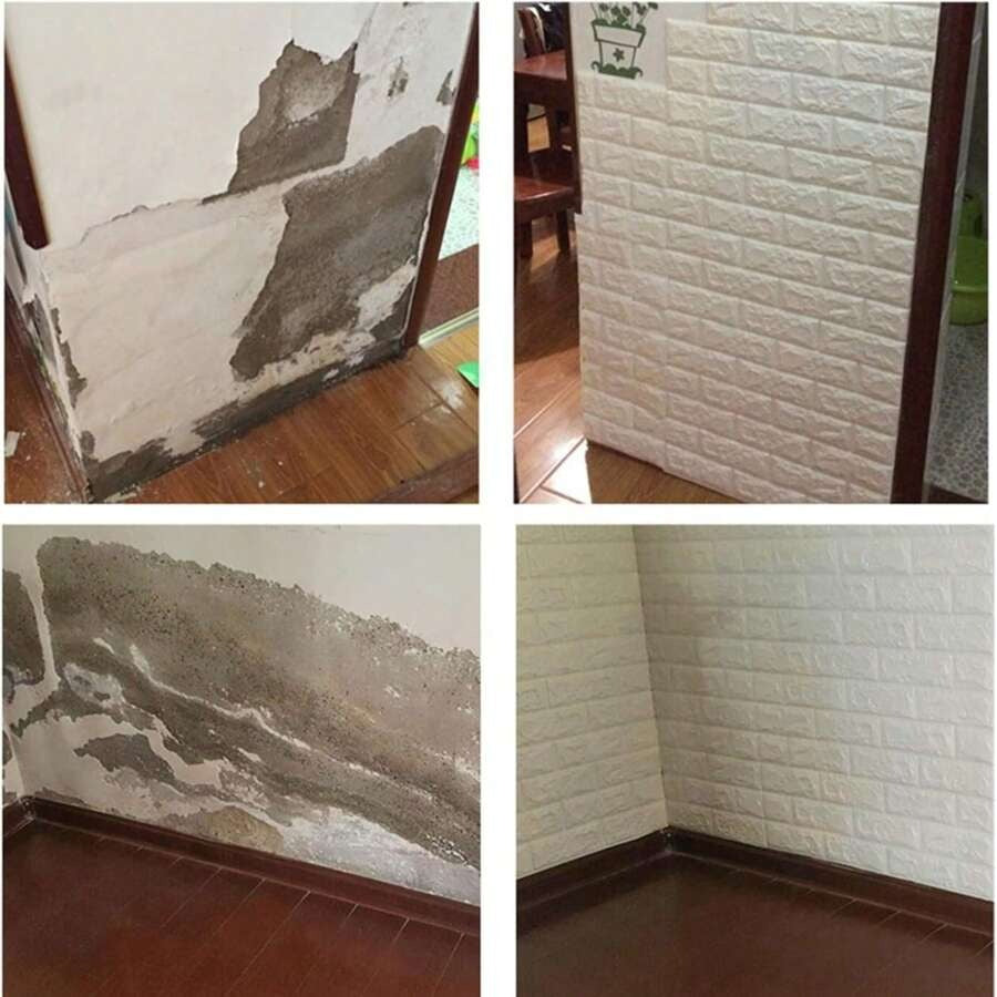 1/10/20 pezzi Pannelli da parete 3D bianchi autoadesivi, adesivi da parete in schiuma per decorazione domestica, rivestimento murale impermeabile facile da applicare e rimuovere, aspetto realistico di mattoni per soggiorno, camera da letto e cucina