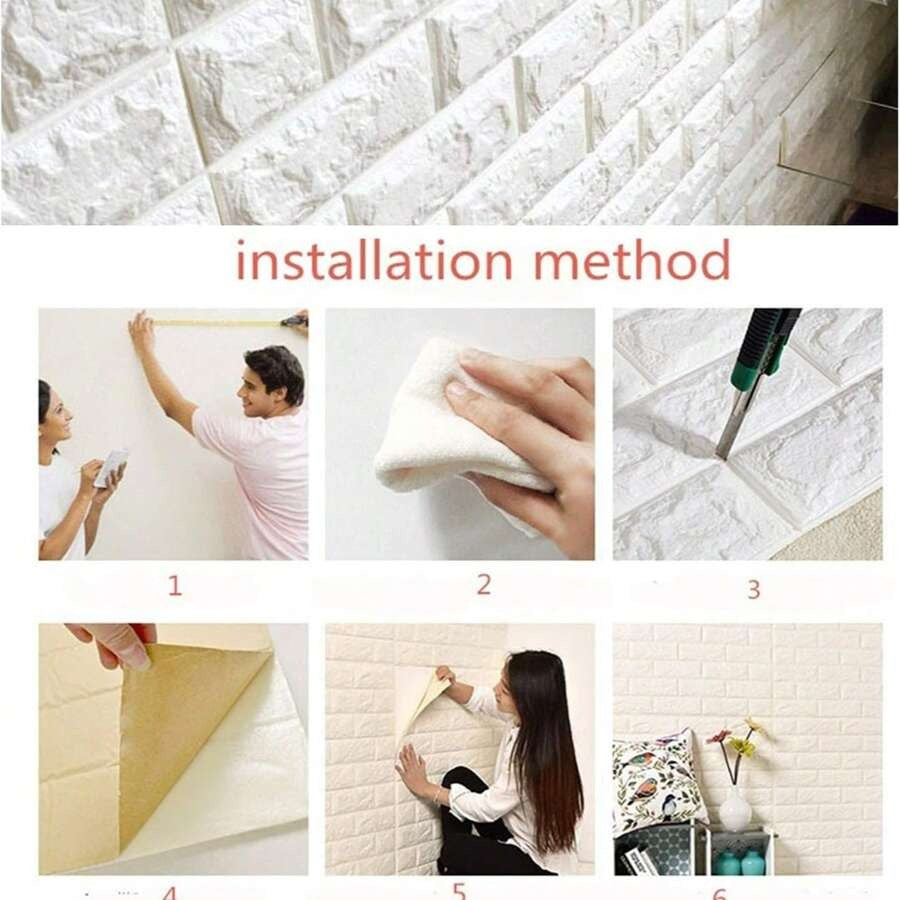 1/10/20 pezzi Pannelli da parete 3D bianchi autoadesivi, adesivi da parete in schiuma per decorazione domestica, rivestimento murale impermeabile facile da applicare e rimuovere, aspetto realistico di mattoni per soggiorno, camera da letto e cucina