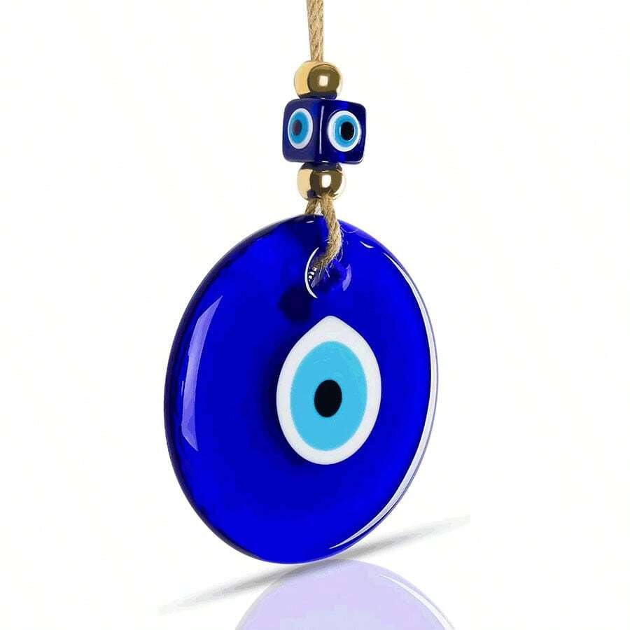 Amuleto da parete in vetro blu stile turco e greco, portafortuna e protezione, decoro da parete artigianale, adatto per casa, ufficio, giardino e ingressi
