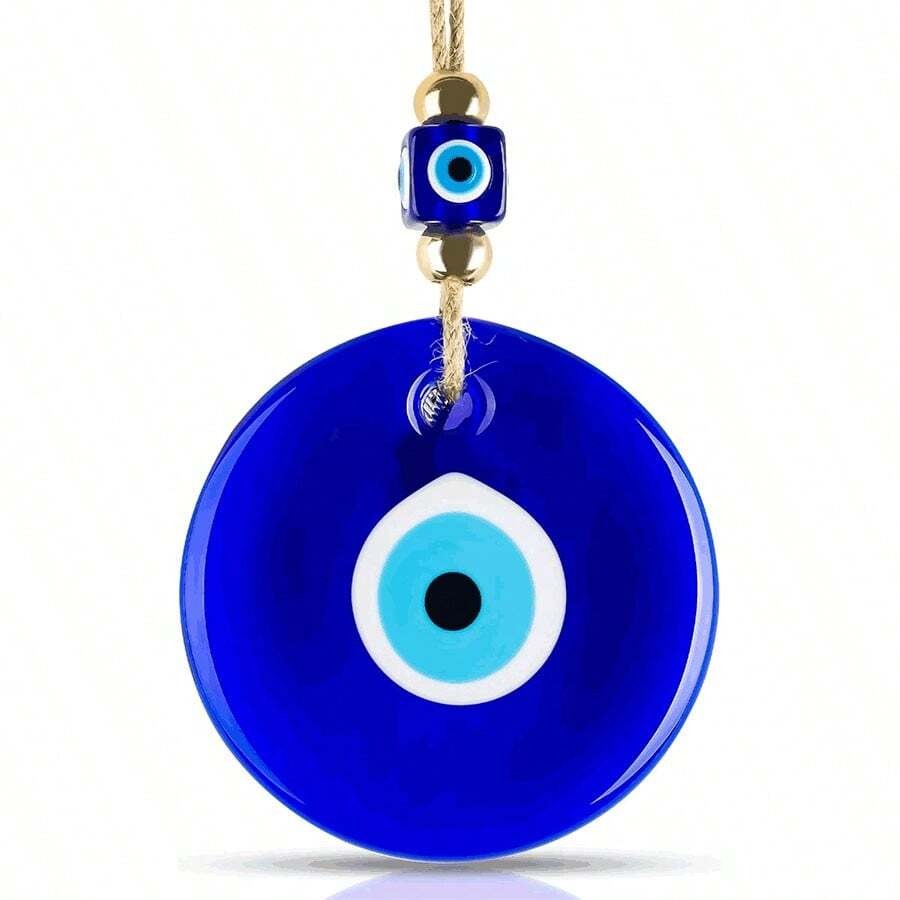 Amuleto da parete in vetro blu stile turco e greco, portafortuna e protezione, decoro da parete artigianale, adatto per casa, ufficio, giardino e ingressi