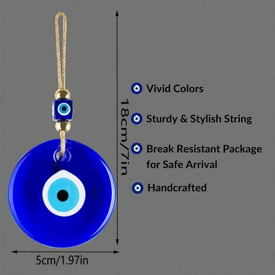 Amuleto da parete in vetro blu stile turco e greco, portafortuna e protezione, decoro da parete artigianale, adatto per casa, ufficio, giardino e ingressi