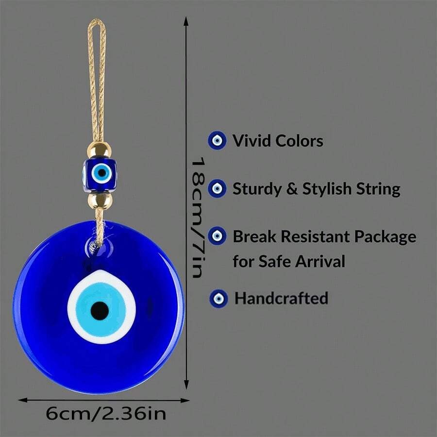 Amuleto da parete in vetro blu stile turco e greco, portafortuna e protezione, decoro da parete artigianale, adatto per casa, ufficio, giardino e ingressi