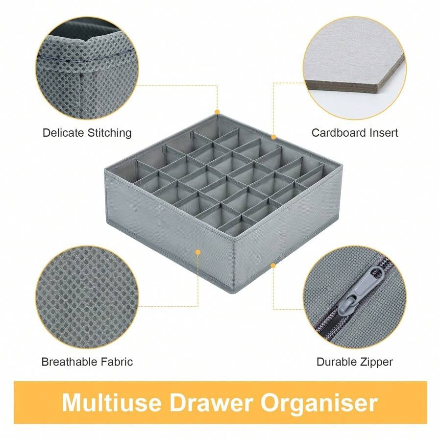 3 pezzi Divisori organizer per cassetti dei calzini, organizer per biancheria intima, 20 scomparti per organizzare e conservare calzini, fazzoletti, cravatte, cinture (grigio)