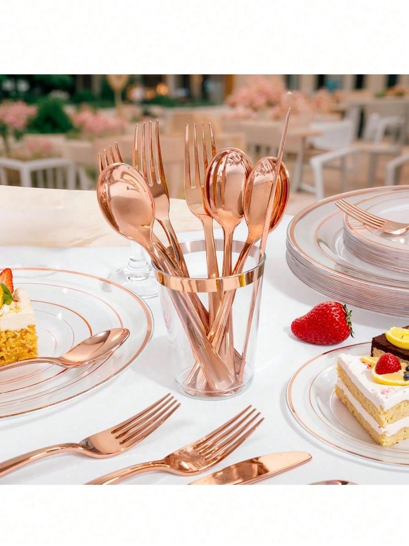 75 pezzi Set di posate decorative argento e oro - inclusi 25 forchette, 25 coltelli, 25 cucchiai da tavola - Lavabili e riutilizzabili per matrimoni, feste, cene, matrimoni, cucina e San Valentino, forniture scolastiche