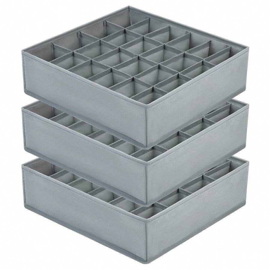 3 pezzi Divisori organizer per cassetti dei calzini, organizer per biancheria intima, 20 scomparti per organizzare e conservare calzini, fazzoletti, cravatte, cinture (grigio)