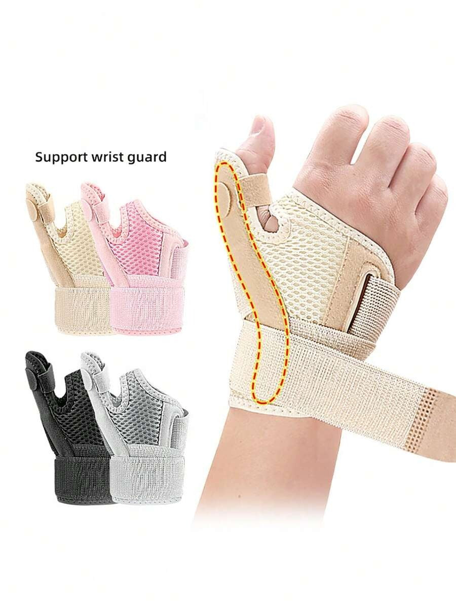 Tutore per polso sportivo con benda traspirante, fissaggio per il pollice, guanti di compressione regolabili con chiusura a strappo