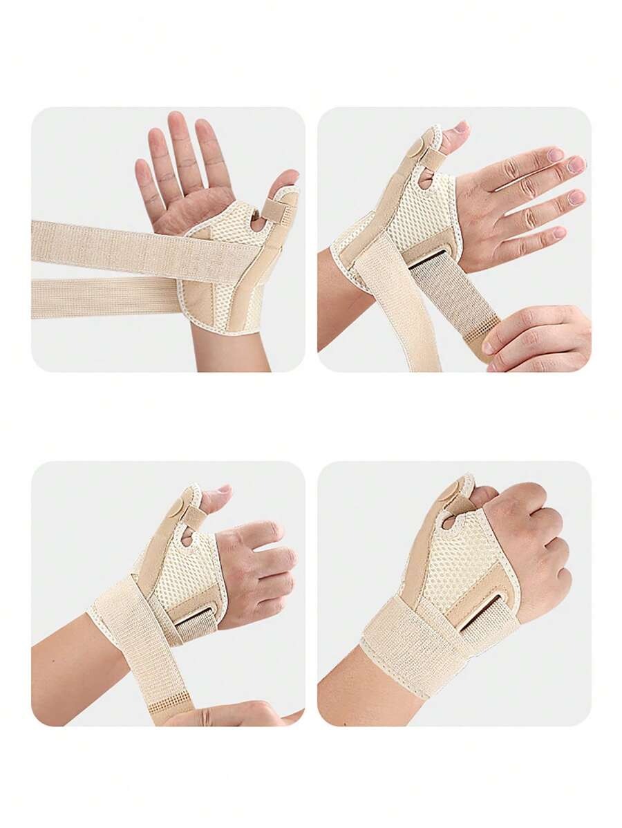 Tutore per polso sportivo con benda traspirante, fissaggio per il pollice, guanti di compressione regolabili con chiusura a strappo