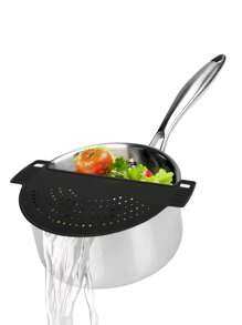 SHEIN 1 pezzo Colino da molletta, colino in plastica per pentole, imbuto a mezzaluna, filtro per alimenti, adatto per pasta, verdure, frutta, gadget da cucina, colino per lavello di cucina, adatta a tutte le pentole e ciotole