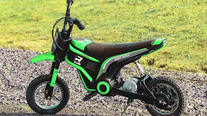 HOMCOM 24V Moto Elettrica per Bambini 8-12 Anni con Acceleratore Manuale, Moto da Cross per Bambini con Luci e Suoni, 2 Velocità 8-16km/h e Ruote 30.5cm