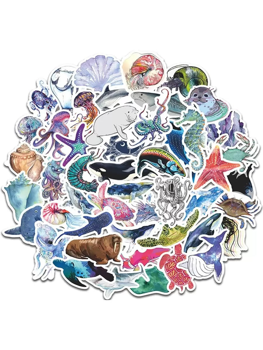 50 pezzi adesivo con stampa vita marina
