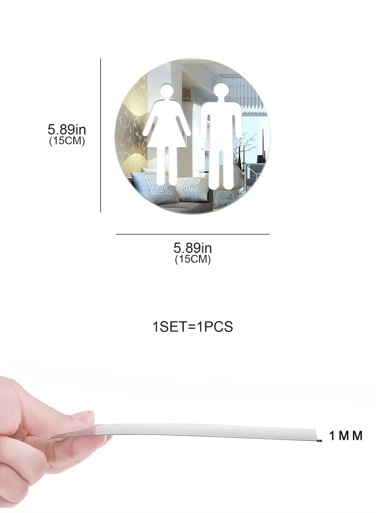 1 pezzo Adesivo specchio divisorio per bagno in acrilico rimovibile, impermeabile e anti-umidità, per hotel, centro commerciale, casa, facile installazione