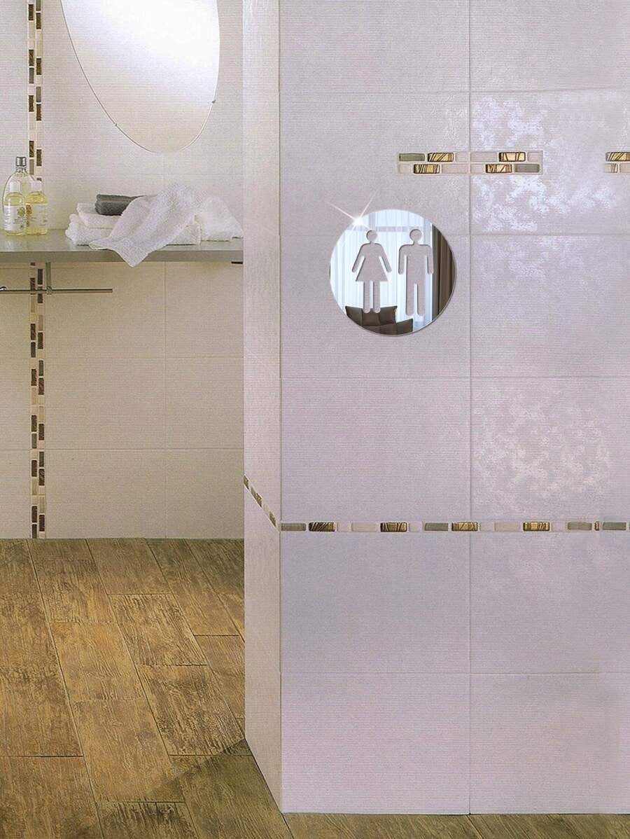 1 pezzo Adesivo specchio divisorio per bagno in acrilico rimovibile, impermeabile e anti-umidità, per hotel, centro commerciale, casa, facile installazione