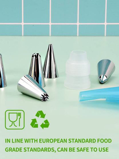 Set da 8 pezzi di sacchetti per decorazione e ugelli per pasticceria di colore blu