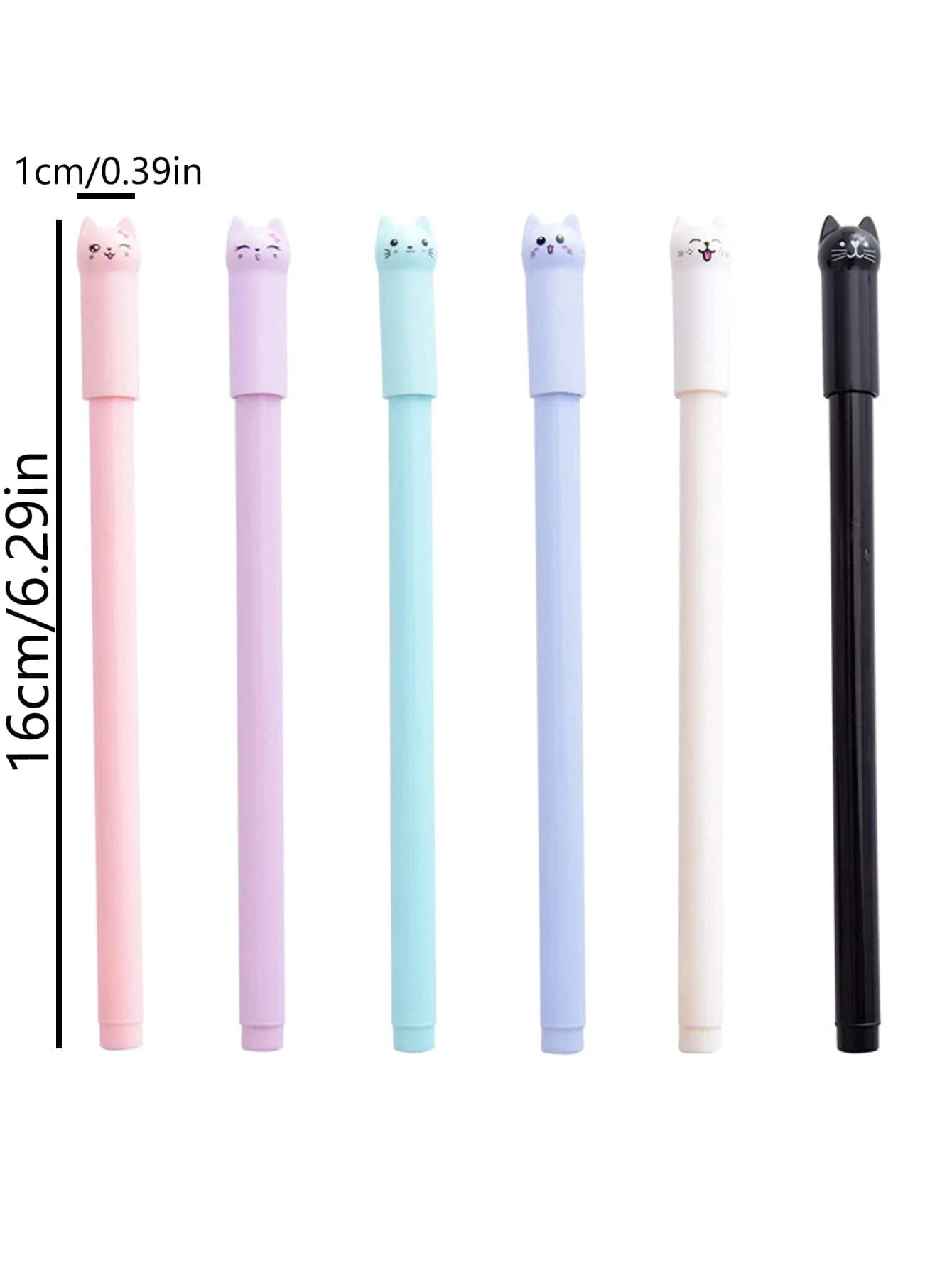 Set di penne a sfera gel e penne a gel con gattini carini in stile cartoni animati, coda che si muove, inchiostro gel nero scorrevole, materiale in plastica resistente, articoli di cartoleria divertenti per studenti