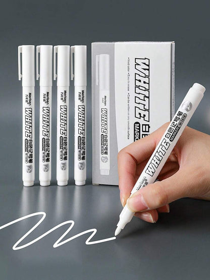 Penne da disegno, graffiti, pennarelli impermeabili a punta fine, bianche, permanenti, neutre, per tessuti, legno, marcatura
