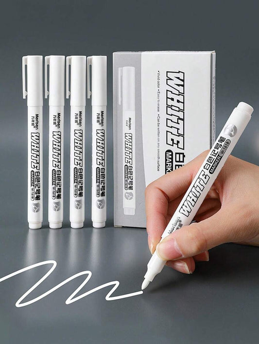 Penne da disegno, graffiti, pennarelli impermeabili a punta fine, bianche, permanenti, neutre, per tessuti, legno, marcatura