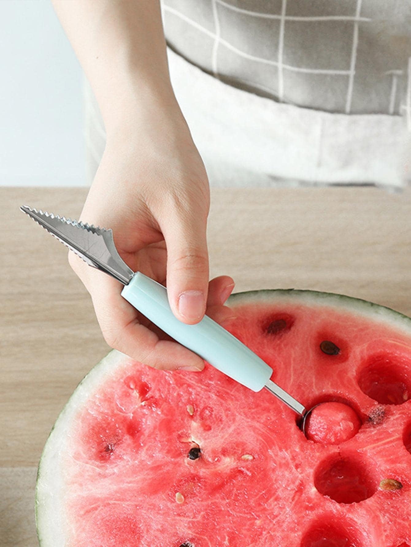1 pezzo Scavino per melone in acciaio inossidabile melone moderno doppia testa per cucina