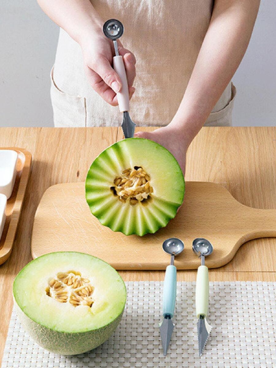 1 pezzo Scavino per melone in acciaio inossidabile melone moderno doppia testa per cucina