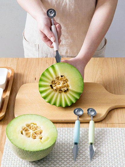 1 pezzo Scavino per melone in acciaio inossidabile melone moderno doppia testa per cucina