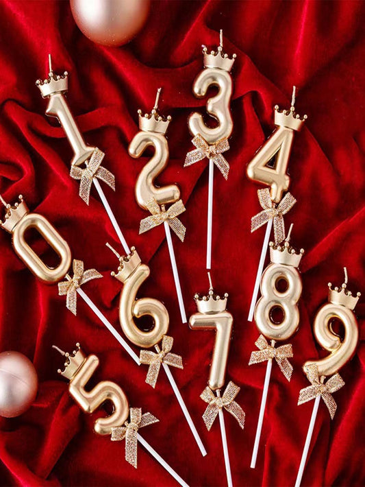 1 pezzo Candela decorativa con corona e numeri, design moderno a cera con corona e numeri per torta, adatto per feste di compleanno, rientro a scuola, San Valentino