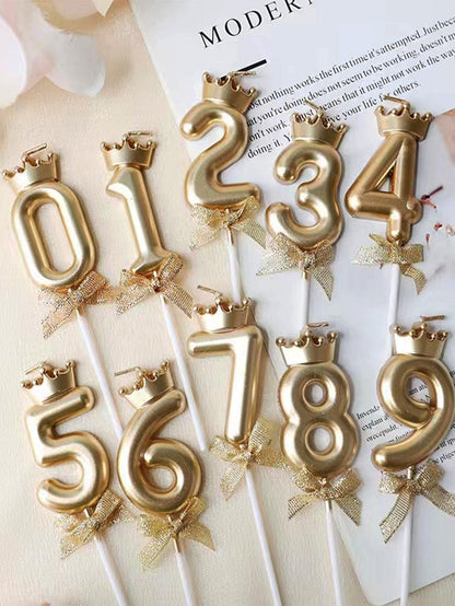 1 pezzo Candela decorativa con corona e numeri, design moderno a cera con corona e numeri per torta, adatto per feste di compleanno, rientro a scuola, San Valentino