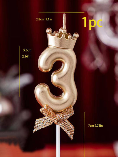 1 pezzo Candela decorativa con corona e numeri, design moderno a cera con corona e numeri per torta, adatto per feste di compleanno, rientro a scuola, San Valentino