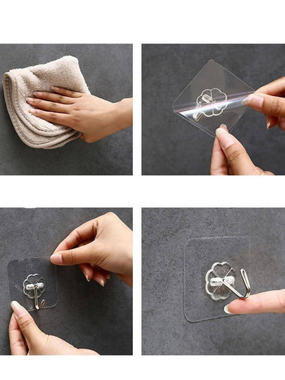 Ganci da parete autoadesivi resistenti, ganci trasparenti senza cuciture per chiavi, bagno, doccia, esterno, cucina, porta, bricolage, gancio adesivo