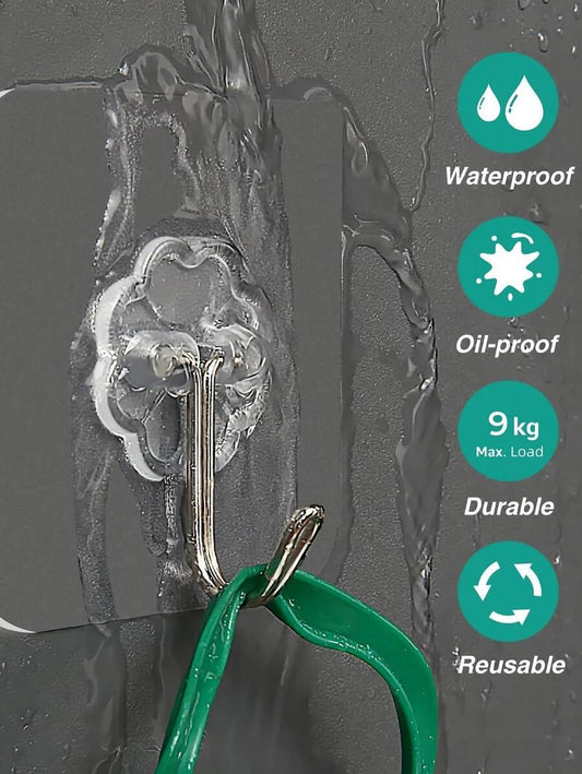 Ganci da parete autoadesivi resistenti, ganci trasparenti senza cuciture per chiavi, bagno, doccia, esterno, cucina, porta, bricolage, gancio adesivo