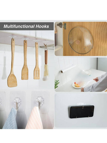 Ganci da parete autoadesivi resistenti, ganci trasparenti senza cuciture per chiavi, bagno, doccia, esterno, cucina, porta, bricolage, gancio adesivo