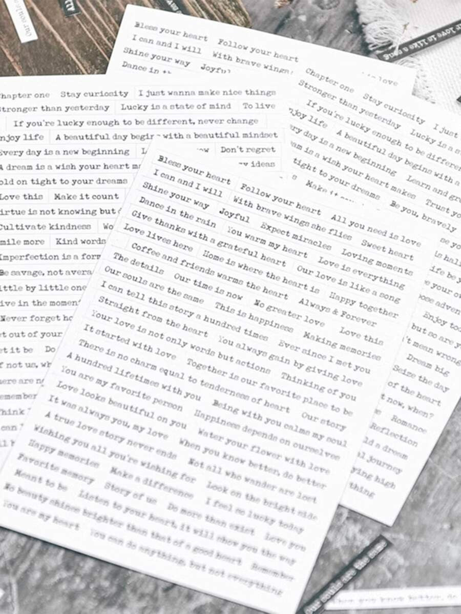 528 pezzi di adesivi per scrapbooking con design di slogan, adesivi per decorazione di quaderni