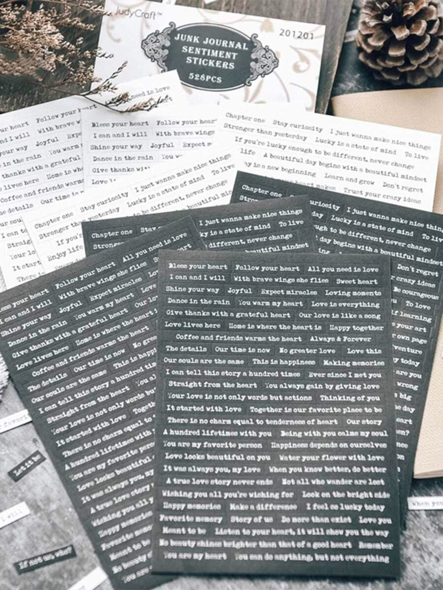 528 pezzi di adesivi per scrapbooking con design di slogan, adesivi per decorazione di quaderni