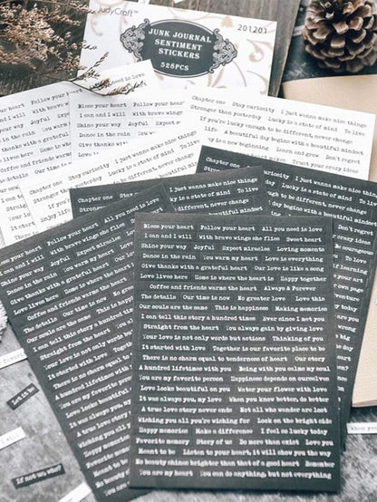 528 pezzi di adesivi per scrapbooking con design di slogan, adesivi per decorazione di quaderni