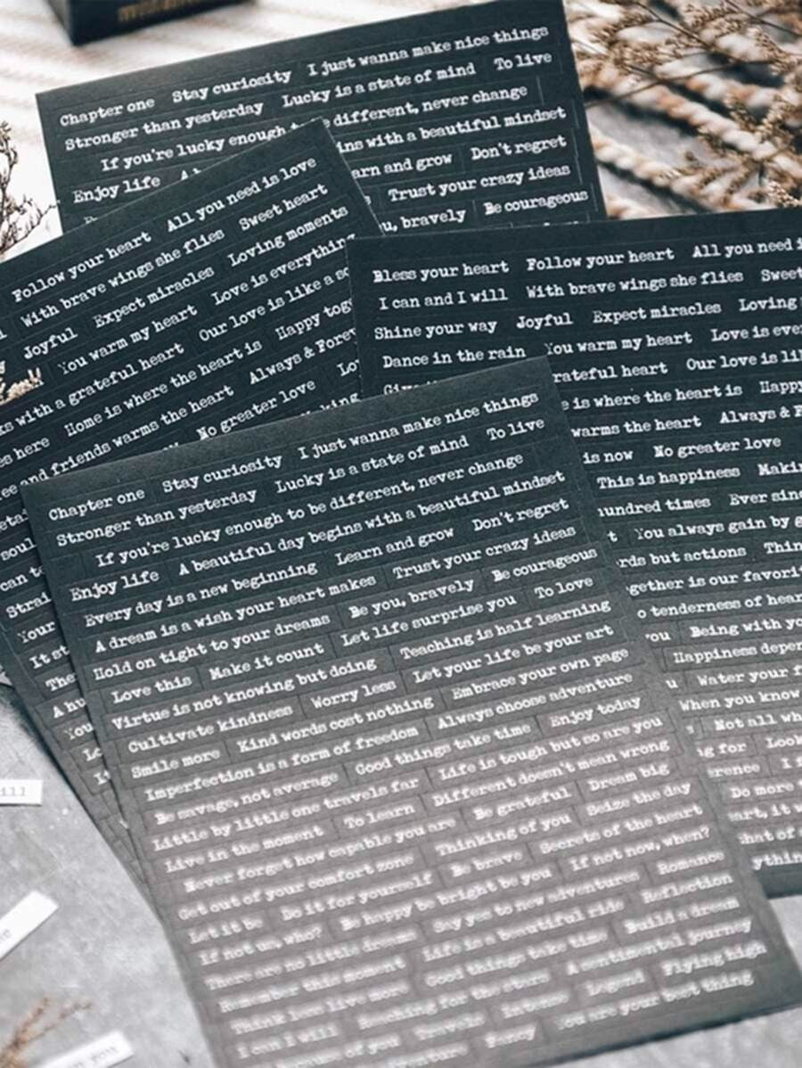 528 pezzi di adesivi per scrapbooking con design di slogan, adesivi per decorazione di quaderni