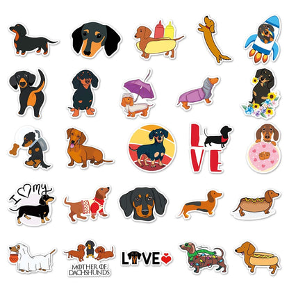 50 pezzi adesivi cane bassotto animale di fumetto decorativo bagaglio
