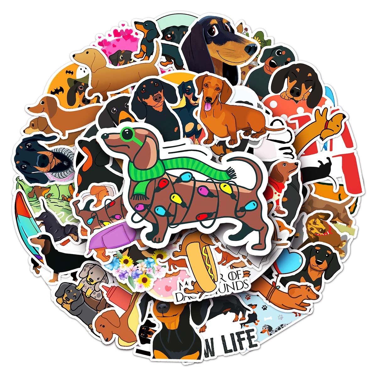 50 pezzi adesivi cane bassotto animale di fumetto decorativo bagaglio