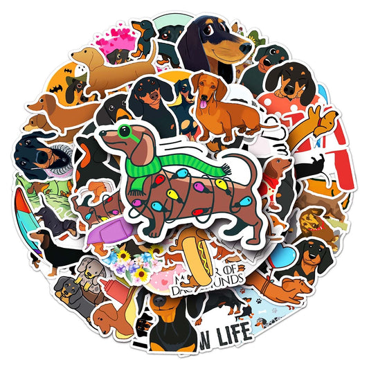 50 pezzi adesivi cane bassotto animale di fumetto decorativo bagaglio