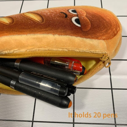 Astuccio a forma di pane carino, borsa per cancelleria con motivi divertenti, bustina portamatite, borsa per la scuola