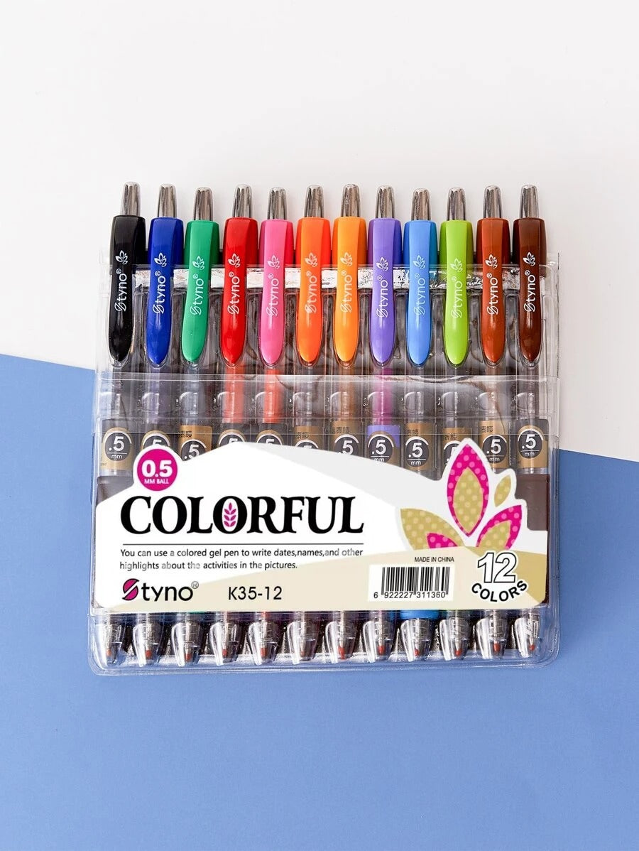 12 colori neutro Penne , punta della penna 0,5mm , alta capacità , prendere appunti Penna pennello , ufficio Penna