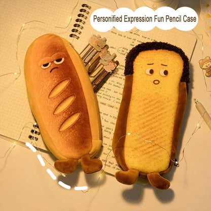 Astuccio a forma di pane carino, borsa per cancelleria con motivi divertenti, bustina portamatite, borsa per la scuola