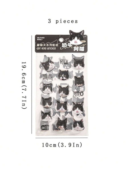 3 Pezzi Adesivo Con Design Di Gatto Cartone Animato, Adesivo Grazioso Di Gattino Per La Decorazione Di Telefoni E Computer
