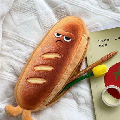 Astuccio a forma di pane carino, borsa per cancelleria con motivi divertenti, bustina portamatite, borsa per la scuola