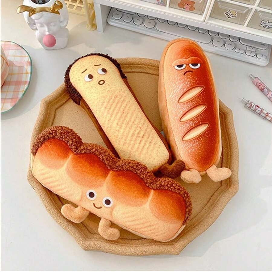 Astuccio a forma di pane carino, borsa per cancelleria con motivi divertenti, bustina portamatite, borsa per la scuola