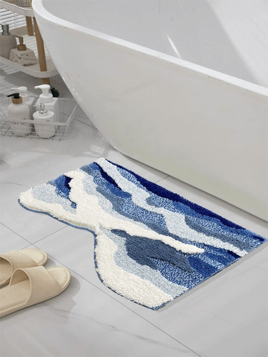 Tappeto da bagno asimmetrico 3D con motivi a onde e nuvole, tappeto da pavimento per soggiorno, tappeto da camera da letto per decorazione estetica per adolescenti, tappeto da area morbido, antiscivolo, moderno, in fibra super fine, spesso e soffice