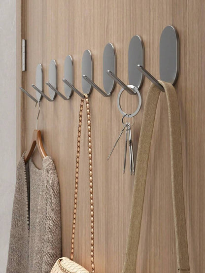 Pezzi Ganci Adesivi Robusti, Non Necessaria Una Perforazione, Appendiabiti Da Parete In Acciaio Inossidabile Per Cucina, Bagno, Camera Da Letto, Asciugamano, Cappotto, Chiavi, Borse