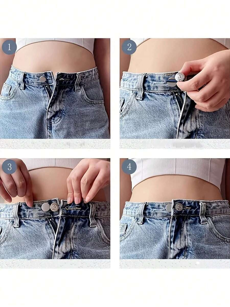 3 Pezzi A Caso Bottone Vita Rimuovibile Per Jeans - Soluzione Snellente E Adattabile Per Pantaloni In Denim