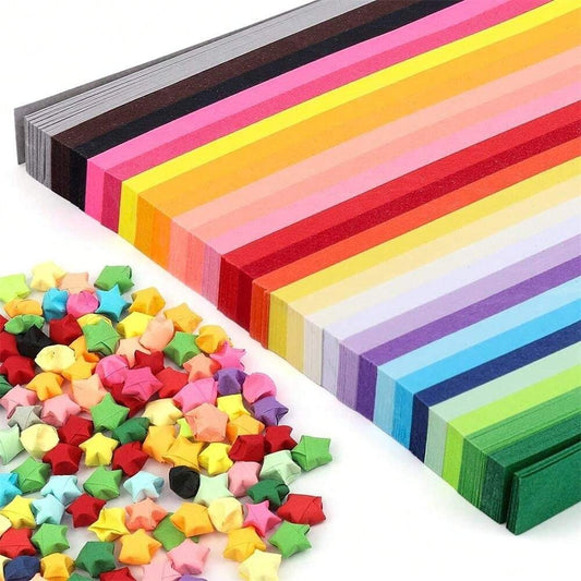ogli di origami a forma di stella, 27 colori di strisce di carta per stelle, origami a doppia faccia, strisce di carta colorate per stelle portafortuna fai da te, ritagli di carta colorati a forma di stelle